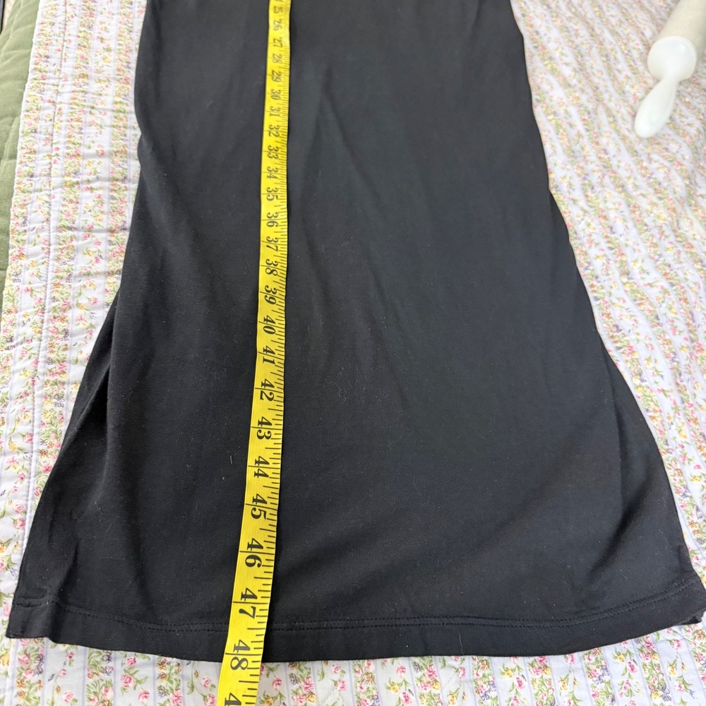 Standard James Perse Black Cotton Knit Split Neck Pencil Maxi Dress 1‎ Small - Picture 9 of 9